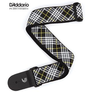 สายสะพายกีตาร์ Planet waves T20W1503 Tartan Woven Guitar Strap-Black, White, and Yellow