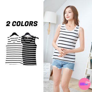 🚩Sale80%🚩เสื้อกล้ามลายริ้ว 2 สี คอกลม ใส่สบาย