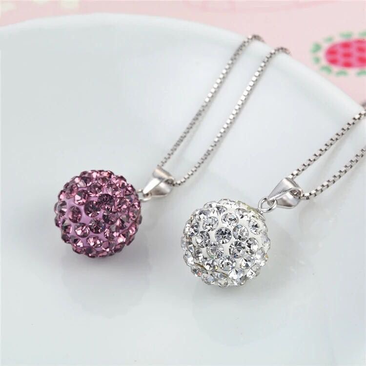 H16 สร้อยคอลูกแก้วสแตนเลส / เครื่องประดับคริสตัล Titanum B15