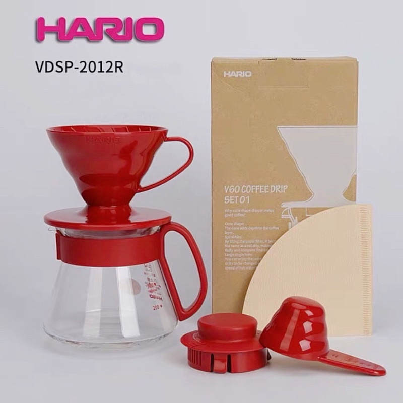 HARIOรุ่นVDSP-2012 V60set ดริปเปอร์ เหยือกเสิร์ฟกาแฟ HARIO V60 Coffee drip set 01 Hario V60 Set ชุดชงกาแฟดริป 1-2 cups