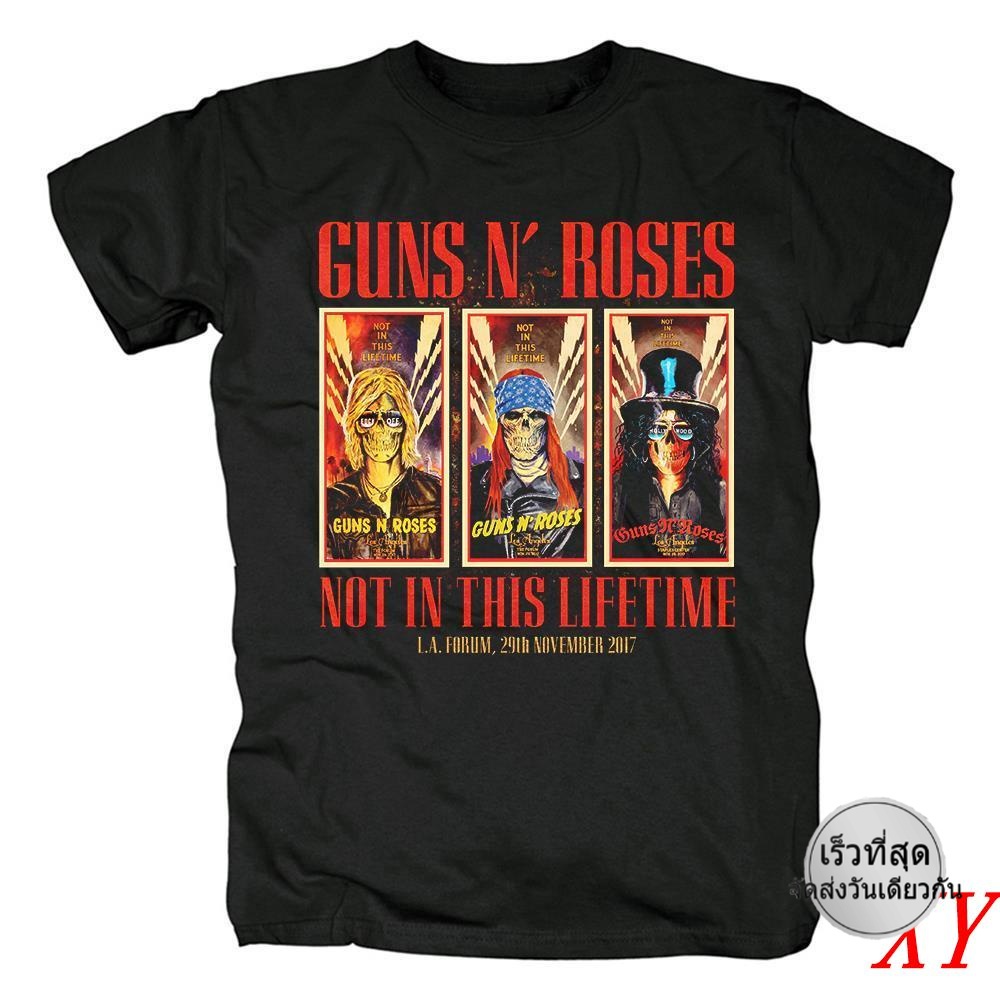 เสื้อยืดแขนสั้น ผ้าฝ้าย พิมพ์ลาย Xy Gunsn'Roses Guns And Roses Hard Core Rock Gnr สําหรับผู้ชาย
