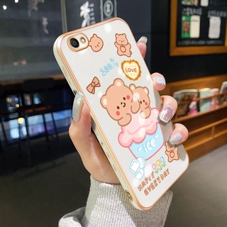 สําหรับ vivo Y67 V5 Lite V5s เคสชุบ ดีไซน์ใหม่ ใส ลายหมี เคสหลังเต็มรูปแบบ ป้องกันกล้อง เคสนิ่ม