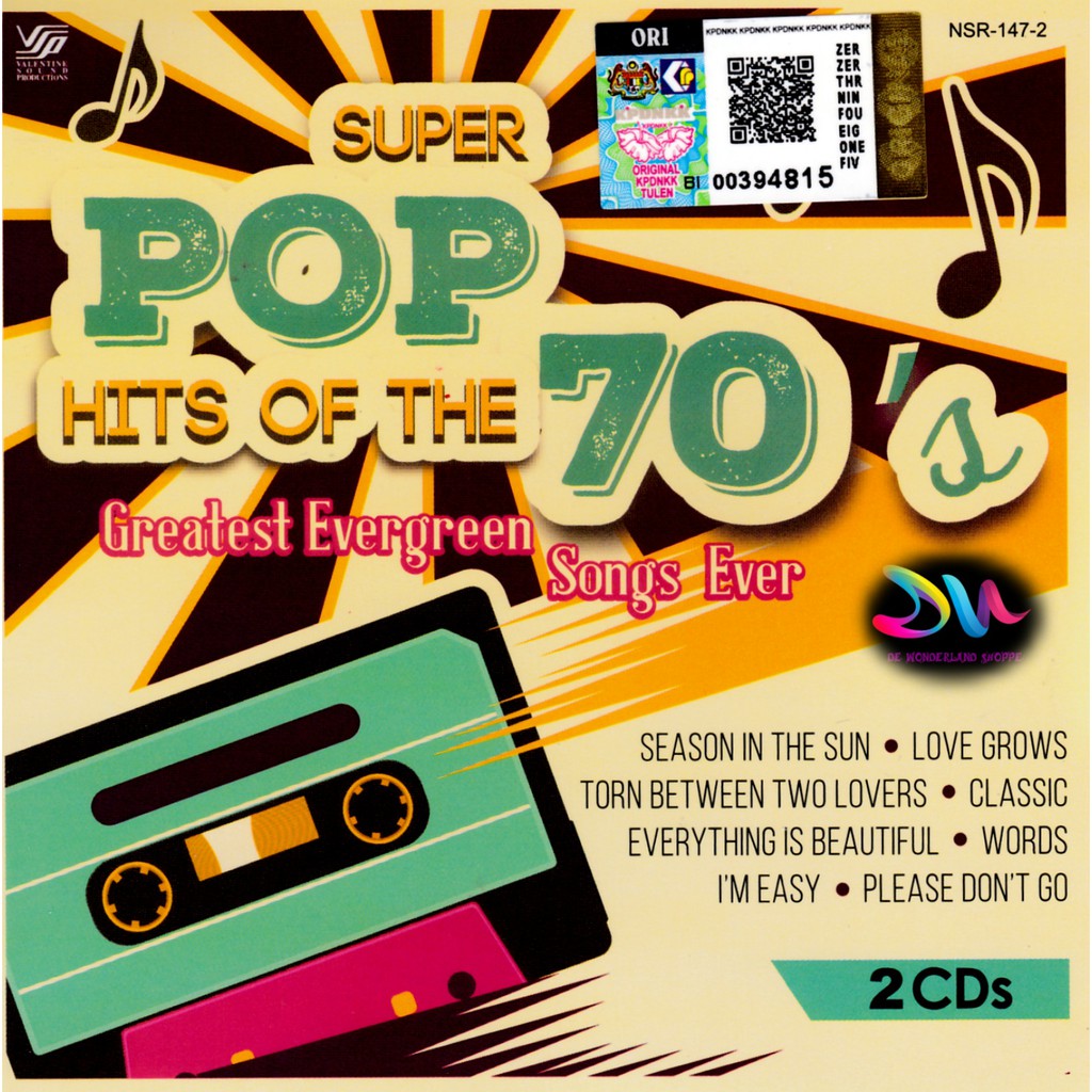 SUPER POP HITS OF THE 70S ( 2 X CD ) ENGLISH SONGS