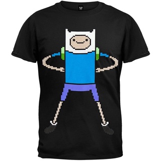 【🔥🔥】100%cotton เสื้อยืดผู้ชายแฟชั่น Adventure Time With Finn And Jake Finn Blocked Adult T-Shirt 2XL Black men เสื้อ ย