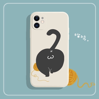 เคสโทรศัพท์ ชนิดซิลิโคน ทรงสี่เหลี่ยม 4 มุม พิมพ์ลายการ์ตูนแมว สำหรับfor  iPhone 11 Pro Max X Xr Xs Max 7 8 Plus Se 2020 12 PRO 12 PRO MAX 12 MINI