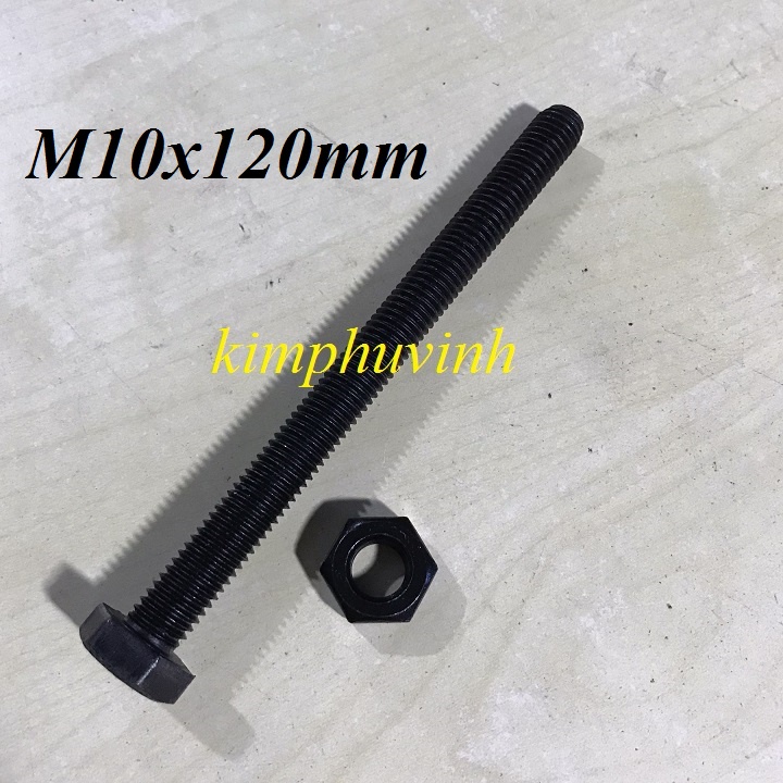 05 SETS - 10x120mm BLACK STEEL BULONG - BLACK BULON 8.8 (BULON + CANOPY)