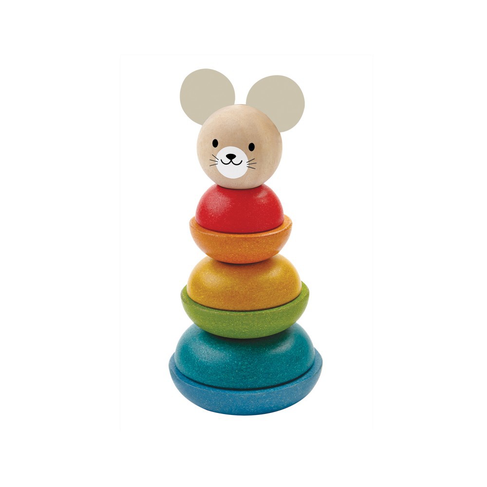 PlanToys ของเล่นไม้ 5681 Stacking Ring - Mouse วงแหวนเรียงซ้อน - หนู เสริมพัฒนาการ สำหรับเด็กอายุ 12 เดือน ขึ้นไป