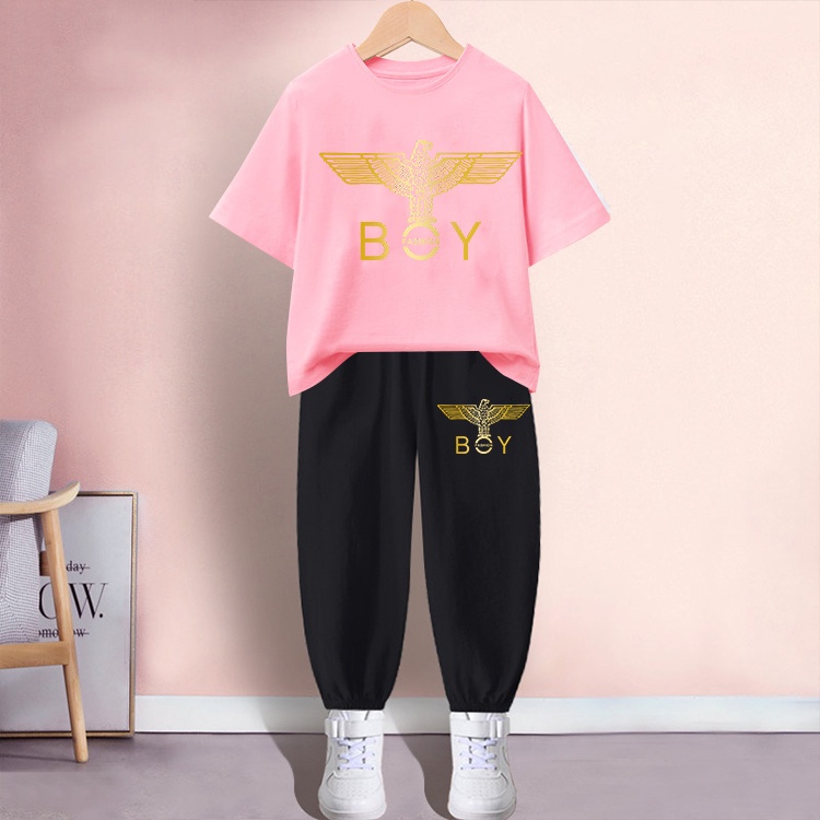 H218+K218B*พร้อมส่งจากไทย*ชุดเซ็ทเด็กเสื้อยืด+กางเกงขายาว ใส่ได้ทั้งเด็กชายและเด็กหญิง มี7สีหลายไซส์