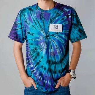 เสื้อมัดย้อมสีสด UNISEX | TIE DYE T-SHIRT | ผ้า Cotton100% - KT77-ฟ้า-ม่วงผสม|| ดำ