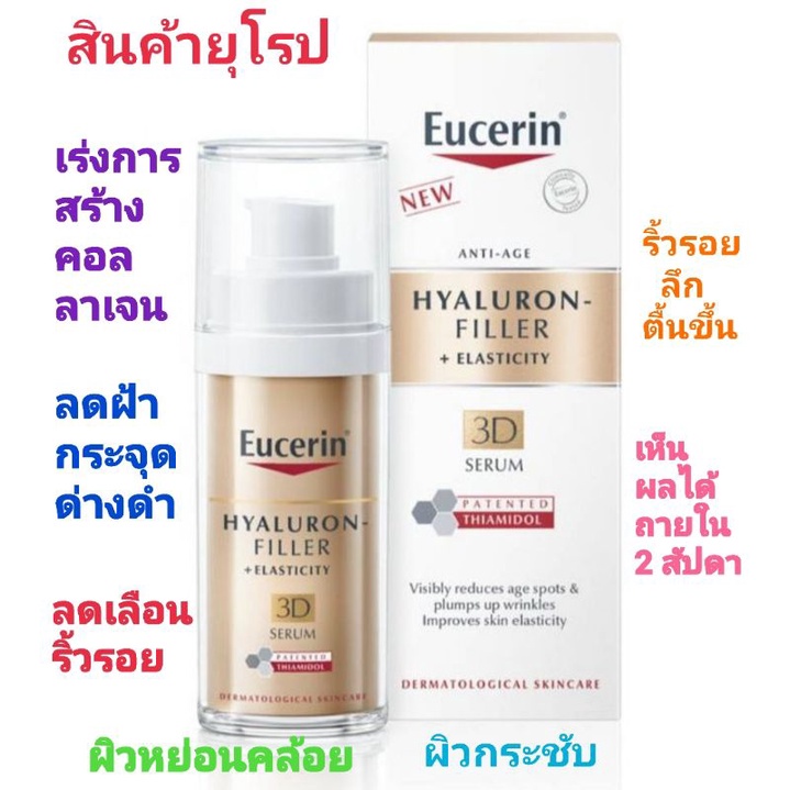 ☇☎✉Eucerin hyaluron-filler elasticity 3d serum / Eucerin Radiance Lift 3D Serum 30ml.
