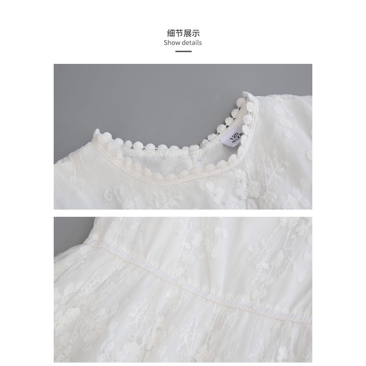 ชุดเดรสเจ้าหญิง ผ้าลูกไม้ สีขาว แฟชั่นฤดูร้อน สําหรับเด็กผู้หญิง วัยรุ่น ใส่ไปงานปาร์ตี้ งานแต่งงาน - รูปที่ 3