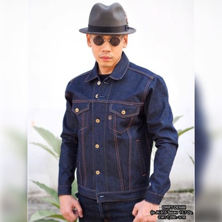 DRIFT DENIM เสื้อแจ็คเก็ตยีนส์  ริมแดง  "น้ำหนัก 15.7 Oz. สี :  Blue Indigo  ผ้าดิบยังไม่ผ่านน้ำ  Cotton 100%