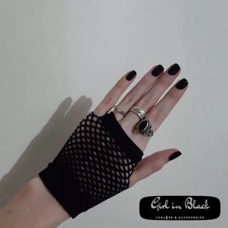 🖤 พร้อมส่ง ถุงมือตาข่ายสีดำ Fishnet Punk / ROCK / Gothic