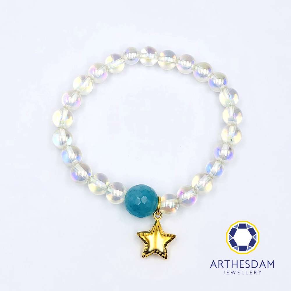 Arthesdam Jewellery 916 Gold Solo Star Opalite Beaded Bracelet [สร้อยข้อมือ]