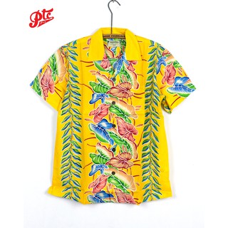 เสื้อฮาวาย KAMEHAMEHA CLASSIC ANTHURIUM YELLOW ผ้าเรยอน 100%