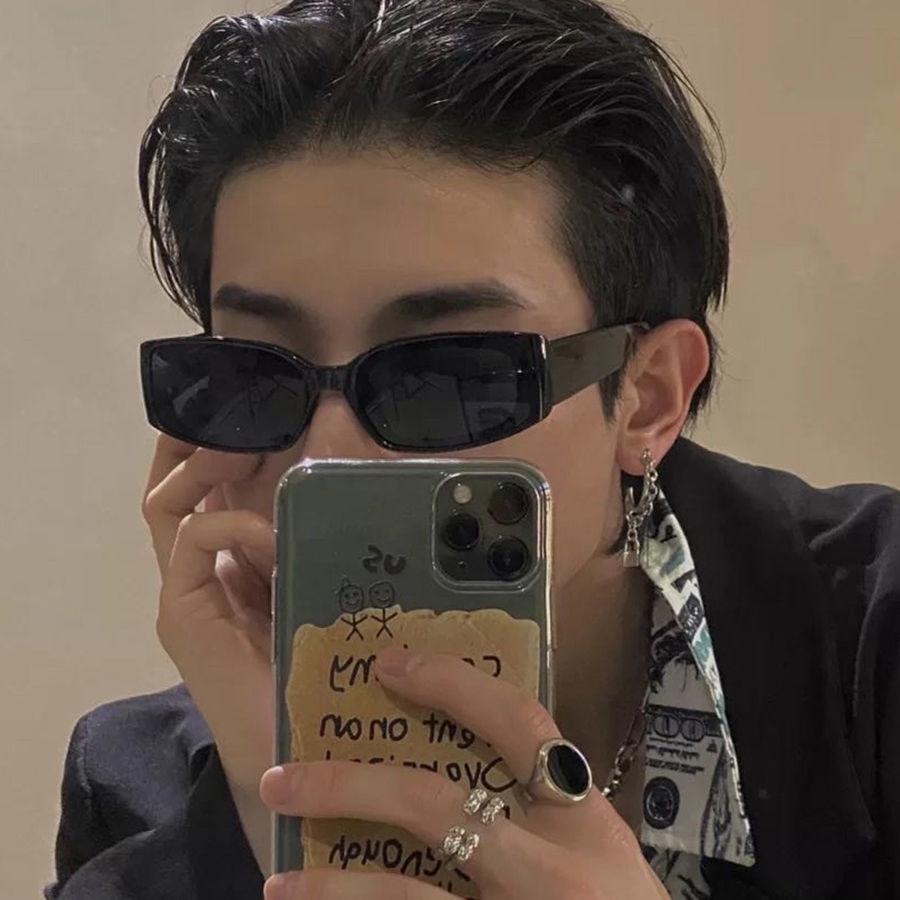2022 ฮิปฮอป นักแต่งตั้งแว่นกันแดดโพลาไรซ์สี่เหลี่ยมเล็กผู้ชายเกาหลีย้อนยุคสไตล์ อิน แว่นตาตลกถ่ายภาพบุคลิกภาพ