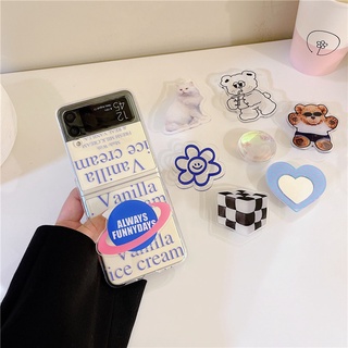 Samsung Galaxy Z Flip 4 5G Word Popsocket PC Case Z Flip 3 แข็ง ใส กันกระแทก เคสโทรศัพท์ สร้างสรรค์