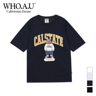 WHO.A.U CALSTATE 1849 Steve PrininT Shirtเสื้อยืดคอกลมแ  เสื้อยืดผู้ชายเสื้อยืดคอกลมแขนสั้น.มีหลายลายหลายสีให้เลือก