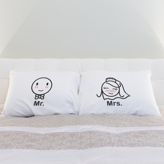 HUMAN TOUCH MR. &amp; MRS. COUPLE PILLOW 	3HT04-161 White