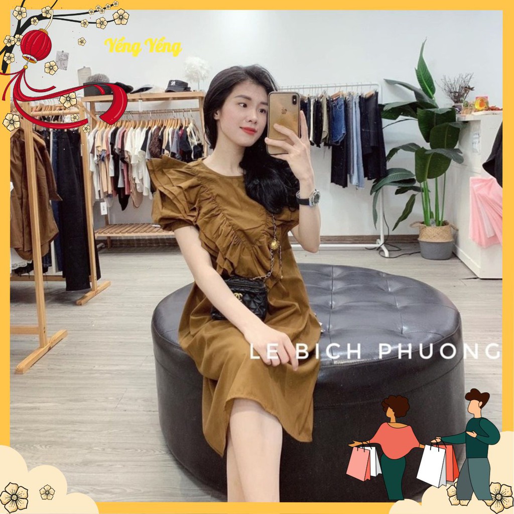 VNU166 - ชุดเดรสพื้นผิวคอม้วน