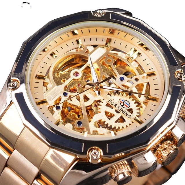 genuine ▨Forsining Watch Men Waterproof Automatic Mechanical Skeleton Watches