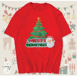 มาใหม่ เสื้อคริสต์มาส Merry Christmas ผ้า COTTON 100% สีแดง สีเขียว o