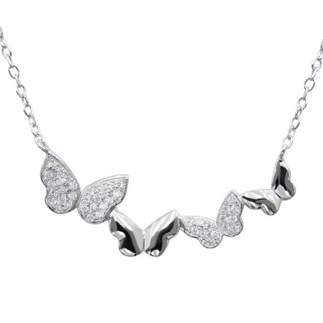 MARC jewelry จี้พร้อมสร้อยคอ รุ่น SN01135W-CZ-16+2-1, สีขาว