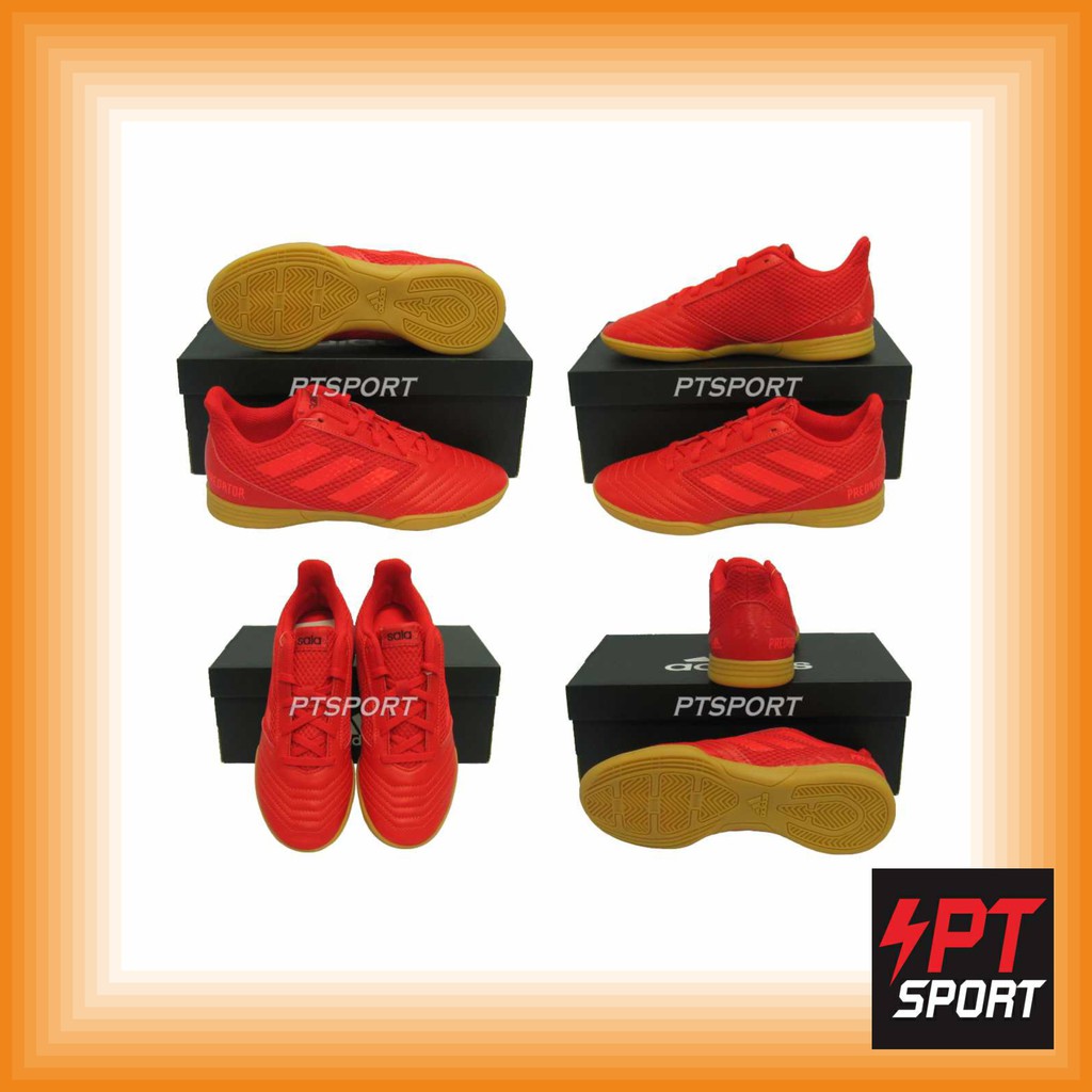 รองเท้ากีฬา รองเท้าฟุตซอลเด็ก Adidas CM-8552 PREDATOR 19.4 IN SALA J สีแดง