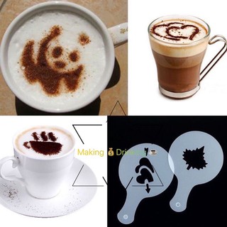 DIY 16 ชิ้นพลาสติกพวงมาลัยแม่พิมพ์แฟนซีกาแฟพิมพ์รุ่นอุปกรณ์กาแฟ