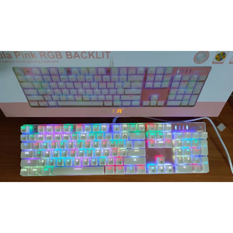 Keyboard Gaming Mechanical OKER K84/K428 BACKLIT BLUESWITCH รับประกัน2ปี
