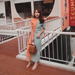 Two Tone Dress by hersofficial.bkk (สีเขียว-ส้ม)