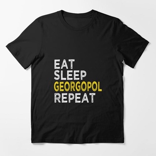 เสื้อยืดอินเทรนด์ผู้ชายอินเทรนด์ผู้หญิงเสื้อยืด พิมพ์ลาย Eat Sleep Georgopol Repeat แบบกําหนดเองS-3XL