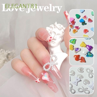 Elegant81 อุปกรณ์ตกแต่งเล็บไข่มุกคริสตัลรูปหัวใจสําหรับตกแต่งเล็บ Diy