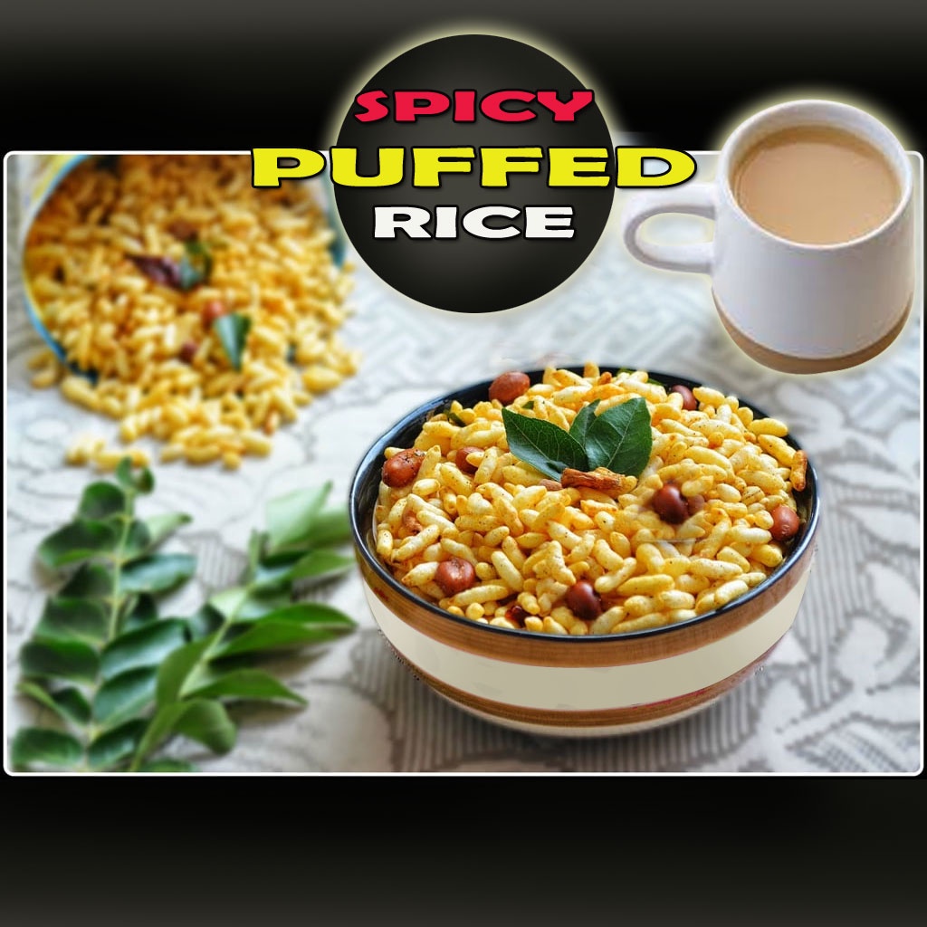 KARA PORI - Spicy Puffed Rice with Curry leaves and Roasted nuts- A healthy snack- 100 gms - murmura