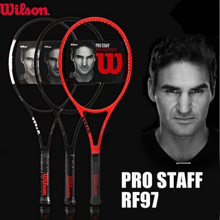 Wilson Pro Staff Rf97 ไม้เทนนิสคาร์บอนสีแดงสีดําพร้อมสายคล้อง