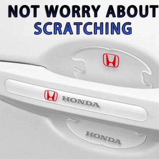 [Honda] 4/8 ชิ้น สติกเกอร์ฟิล์ม PVC ป้องกันรอยขีดข่วน ทนทาน สําหรับมือจับประตูรถยนต์