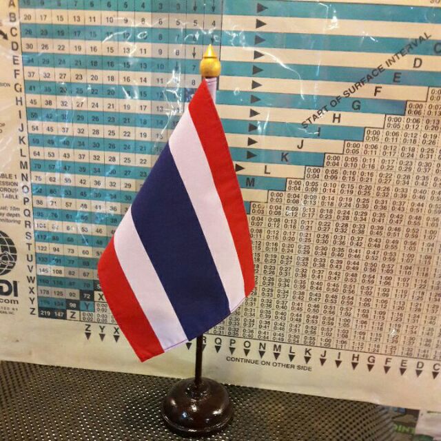 THAILAND ธง ไทย ธงตั้งโต๊ะ ขนาด 14×20cm เสาขนาด เส้นผ่านศูนย์กลาง 7.5cm สูง 35cm Tec40store ไรท์สาระ