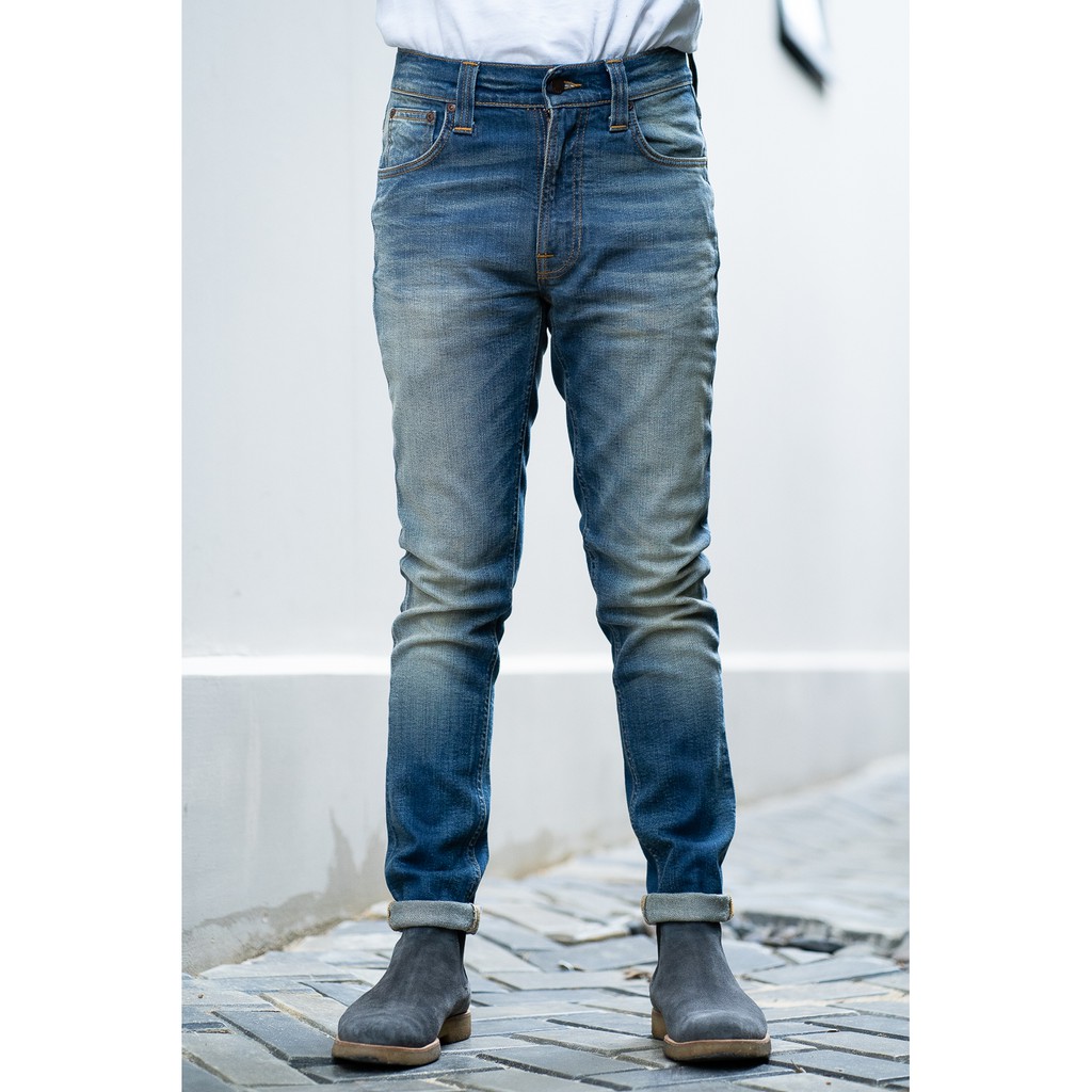 Centimeter Amerika Lao Lean Dean Mission Worn ยีนส์ผ้าฟอก ของ Nudie Jeans ของแท้ 100%  นำเข้าจากยุโรป | Shopee Thailand