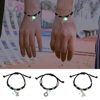 Xinyia1 สร้อยข้อมือถัก จี้ตัวอักษรภาษาอังกฤษ 26 ตัว เรืองแสง เครื่องประดับคู่รัก ของขวัญมิตรภาพ
