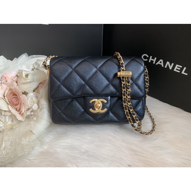 c h a n e l mini 7.5" (21k) caviar black color