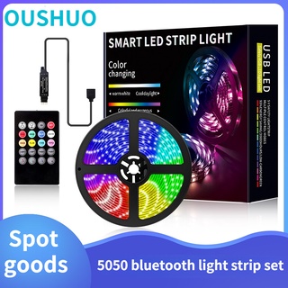 แถบไฟ LED 5050 5050 RGB บลูทูธ 5V 24 คีย์ กันน้ํา หลากสีสัน