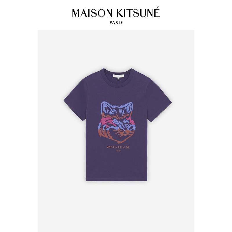 Maison Kitsune Spring Summer New Product Big Fox Head Print Ladies Round Neck Casual Short-Sleeved T-Shirt