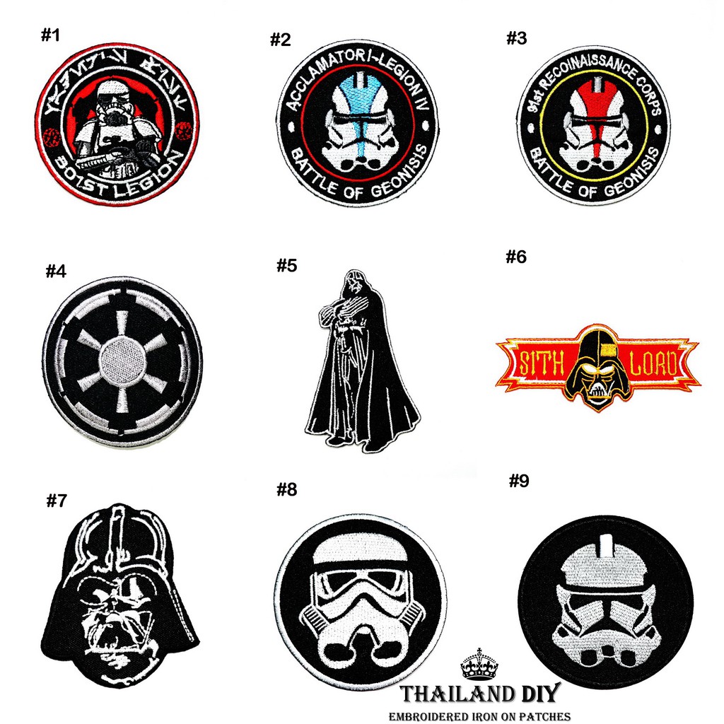ตัวรีดติดเสื้อ Darth Vader Stormtrooper Star Wars wop Patch อาร์มติดเสื้อ สตาร์วอร์ส งานปักDIY ตัวรีด อาร์ม ติดเสื้อผ้า