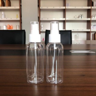 HCIOBS Bottle size 50 ml (4ชิ้น)-ขวดพลาสติกใสฝาสเปรย์สีขาว