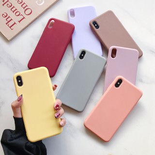 QHY - Ready Stock Purple green yellow Solid Colored Phone Case compatible for iphone 13 14 7 8 Plus X Xs Xr 11 Pro 12 Max