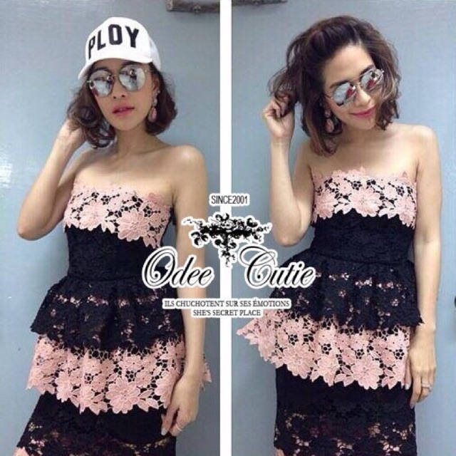 ♔Janesuda love lace strapless dress♔