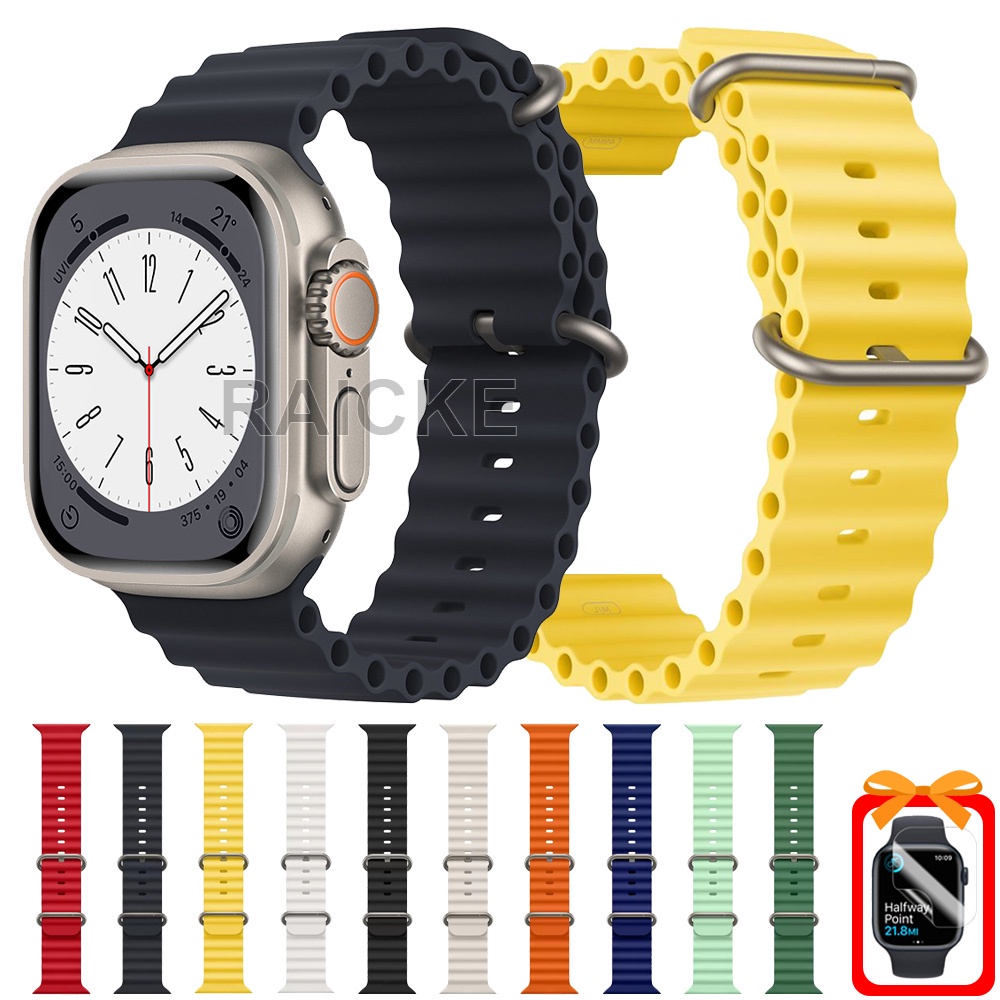 สายรัดข้อมือซิลิโคนเข้ากันได้สำหรับ iWatch Series 11/10/9/8/7/6/5/4/3 / SE Ultra 2 46mm 45mm 41mm 49mm 44mm 40mm 42mm 38mm