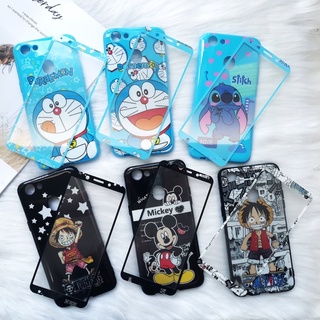 เคส+ฟิล์มกระจกหน้าหลังลายการ์ตูน(สินค้าพร้อมส่ง)สำหรับรุ่นOPPO A15 A5S A3S- A31-/A5 2020/A12/A5S/A7/A71-/Realm5 reno5 5g