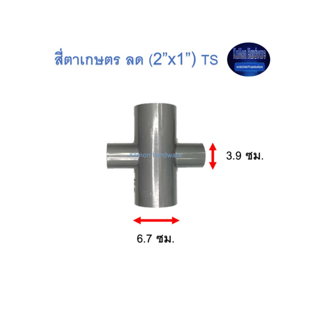 สี่ตาเกษตร ลด ท่อน้ำไทย (2”x1”) Thai Pipe TS Reducing Cross For Agricultural Use เทา 2x1
