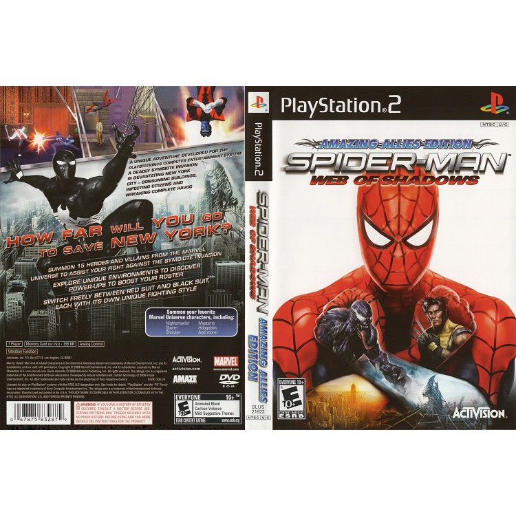 SPIDER-MAN WEB OF SHADOWS [PS2 US : DVD5 1 Disc]